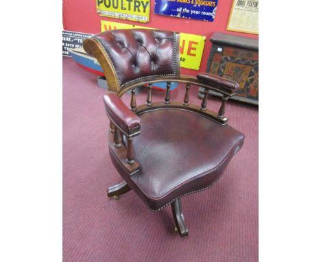 Leather revolving button-back office chair