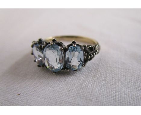 15ct gold blue topaz 3 stone ring