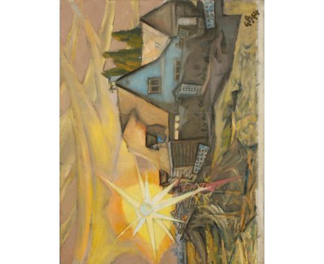 •Geoffrey Burnand (1912 - 1997) "Sketch - Chelmer Cottage", monogrammed and dated '74 lower right, oil on canvas, 20" x 26". 