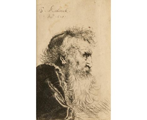 SALOMON KONINCK (1609-1656) Bust of an old man with a beard, printed signature within the plate and dated 1628, etching, 5" x