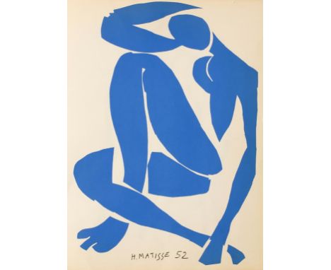 AFTER HENRI MATISSE (1869-1954) 'Blue Nude', printed signature and dated 52' within the image, further black linear study wit