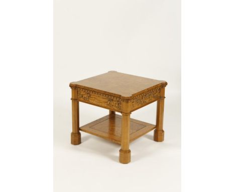 STEWART LINFORD: 'THE CATHERINE OF ARAGON LAMP TABLE', of pollard and burr oak, with a square top with pronounced column corn