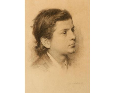 SIR WILLIAM ORPEN (1878-1931) A profile portrait of a young man, signed lower right, charcoal, 14.25" x 9.75". See illustrati