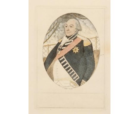 JOHN KAY (1742-1826) A portrait study of a naval officer, printed signature and date 1798 within the image, hand-coloured eng
