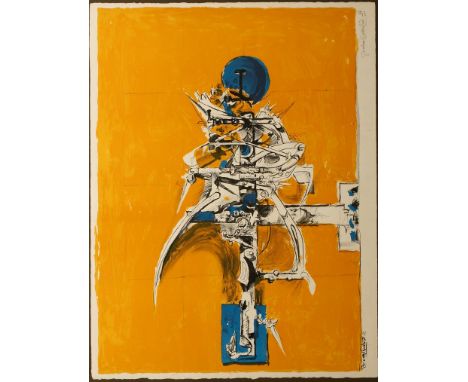 •GRAHAM SUTHERLAND (1903-1980) "Thorn Cross: Orange Background", printed reverse signature lower left, further signed in penc