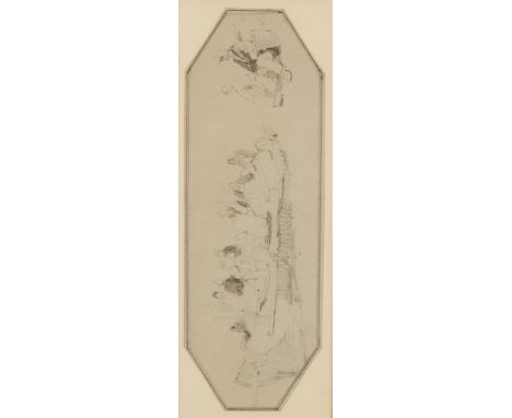 ATTRIBUTED TO SAMUEL PROUT (1783-1852) Preliminary study of figures loading trunks into a boat, Fry Gallery label verso, penc