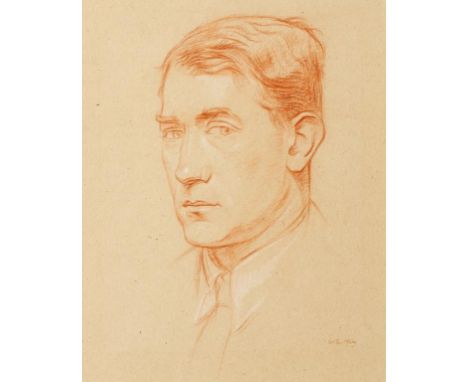 •SIR WILLIAM ROTHENSTEIN (1872-1945) Portrait of Sir John Squire, initialled lower right and dated 1922, old ownership label 