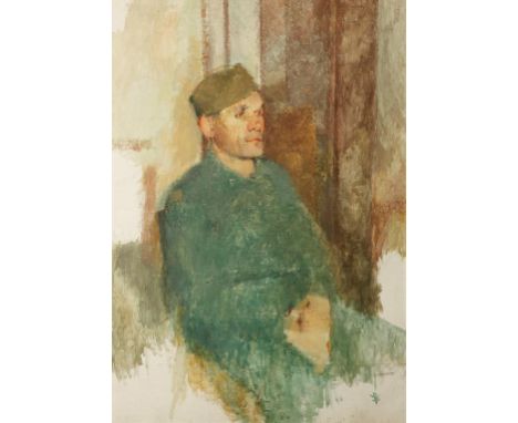 •SIR WILLIAM COLDSTREAM CBE (1908-1987) "Sergeant Major Bellani, Italian Prisoner of War, circa 1945, oil on canvas, 35.5" x 