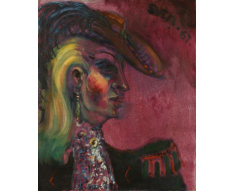 •SVEN BERLIN (1911-1999) A portrait of a lady in traditional hunting garb, signed and dated '67 upper right, oil on canvas, 2