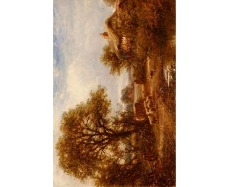 HENRY MAIDMENT (fl.1889-1914) A shepherd opening a gate for his flock, signed lower left, oil on canvas, 15.5" x 23.5".