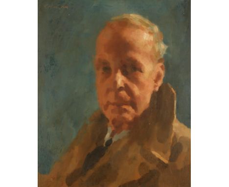 ENGLISH SCHOOL, 20th century Portrait study of an elderly gentleman, indistinctly signed upper left, oil on panel, 17.75" x 1