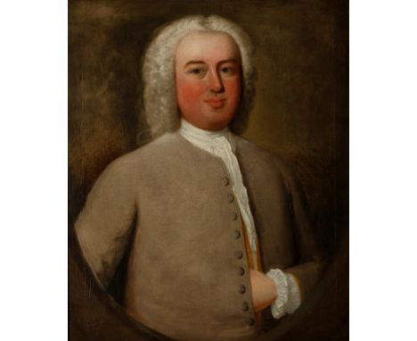 ENGLISH SCHOOL, 18th century A portrait of Thomas Williamson, oil on canvas, 29.25" x 24", and the companion portrait of his 