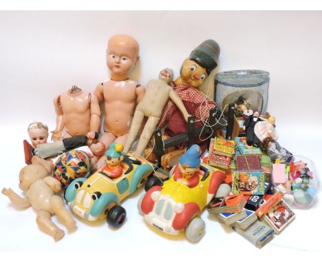 A quantity of juvenalia, including a wood Pinocchio puppet