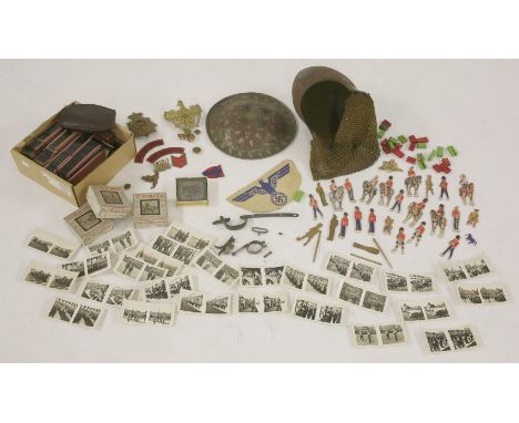 A material soldier doll, German stereoscopic cards, military interest children's magic lantern slides, German and other milit