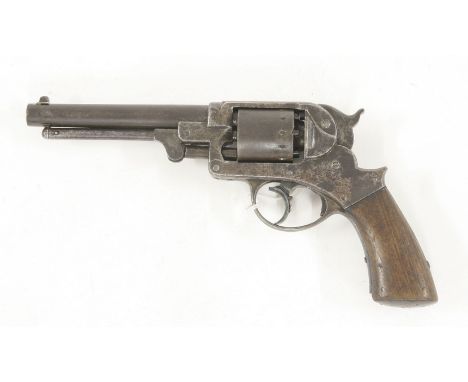 A six shot .44in Starr Arms Co double action army percussion revolver, numbered 6528 on frame and cylinder, the framed stampe
