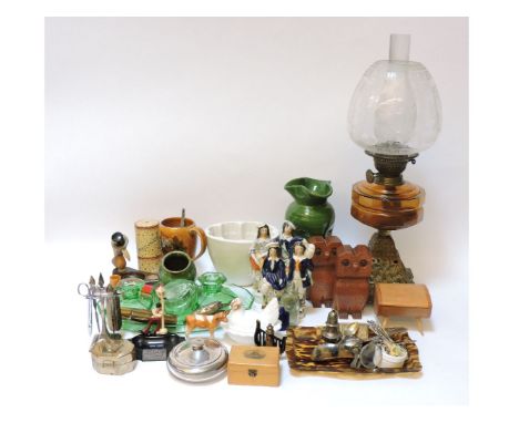 A collection of assorted items, to include a silver manicure set, a studio pottery vase, stamped Kampbell 1932, souvenir ware