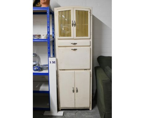 A mid century vintage painted kitchen cabinet. H.180 x W.60 x D.40cm 