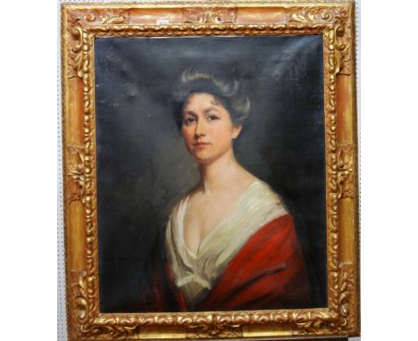 Graham Glen (fl.1897-1925), Portrait of the wife of Arthur Briscoe, oil on canvas, signed, signed and dated 1920 on reverse, 