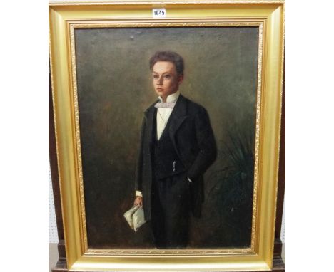 English School (19th century), Portrait of a boy, possibly in Eton uniform, oil on canvas, 62cm x 46cm.