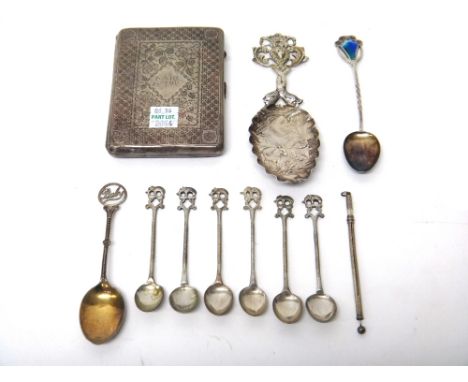 A Victorian silver rectangular wallet, with engraved decoration, leather lined within with various compartments, Birmingham 1