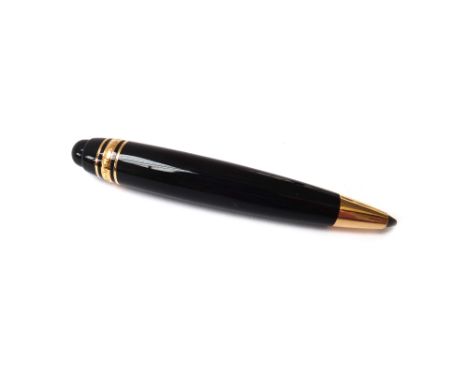 A Montblanc Leonardo sketch pen, black resin with mechanical push button and 5.5mm lead, with a leather sleeve, 12.5cm long o