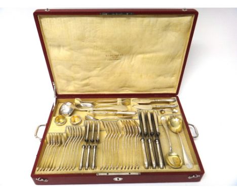 An Austrian 800 Standard canteen of table flatware, comprising; six large teaspoons, six dessert forks, six steel bladed smal