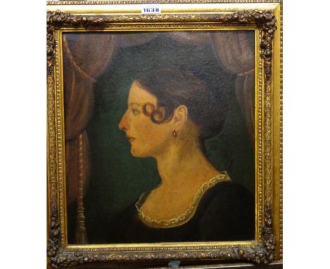 William Ingalton (1794-1866), Profile portrait of a young lady, oil on board, signed, inscribed and dated Dec 20 1810 on reve