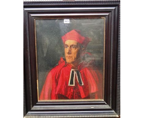 Toussa Rough (early 20th century), Portrait of Cardinal Robert Keen, oil on canvas, signed, inscribed on label on reverse, 50