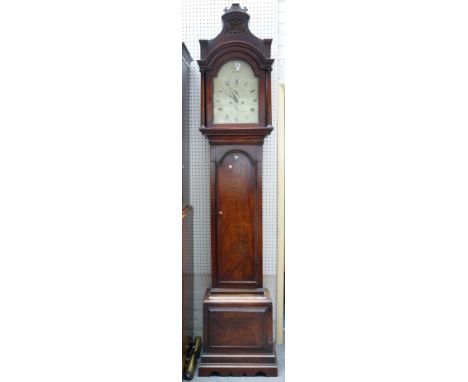 An early 19th century mahogany eight day longcase clock, by 'William Wynn, Farnham', the white painted arched dial with two s