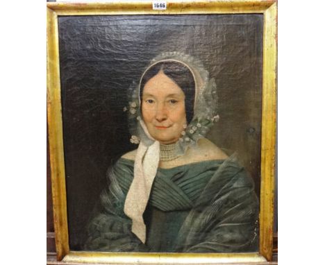 English School (19th century), Portrait of a lady; Portrait of a gentleman, a pair, oil on canvas, each 59cm x 48cm.(2)