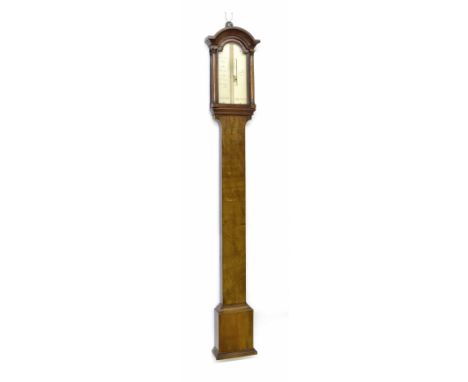 19th century mahogany stick barometer, the silvered scale signed I. Knight, Shaston, 37" high