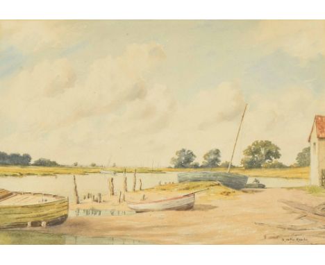 Martin Hardie R.W.S (1875 - 1952) - 'The Creek St. Osyth, looking towards Britlingsea', signed, also inscribed on labels vers
