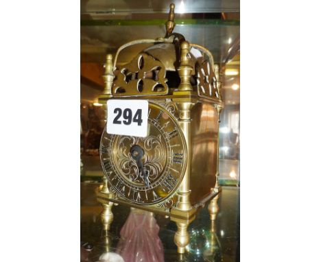 Small brass lantern clock, French movement, working (A/F)