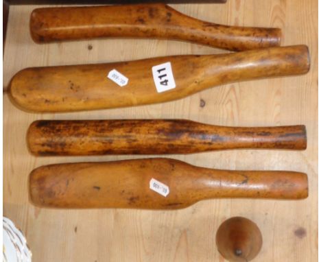 Five old wooden lead dressing tools
