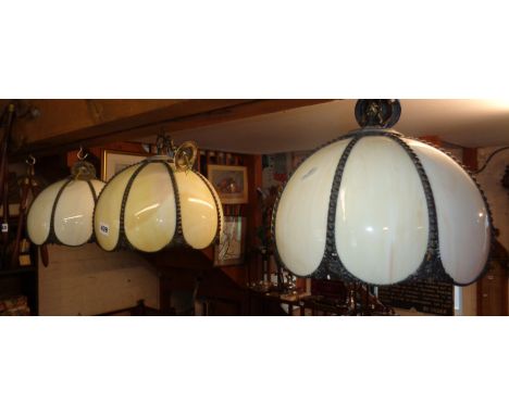 Three Tiffany style ceiling light shades