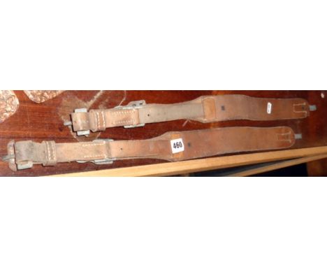 Pair WW2 German Army leather weapon carrying straps with eagle stamp