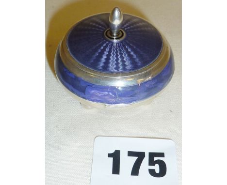 .925 purple guilloche enamel patch or pill box with import duty marks (some loss of enamel)