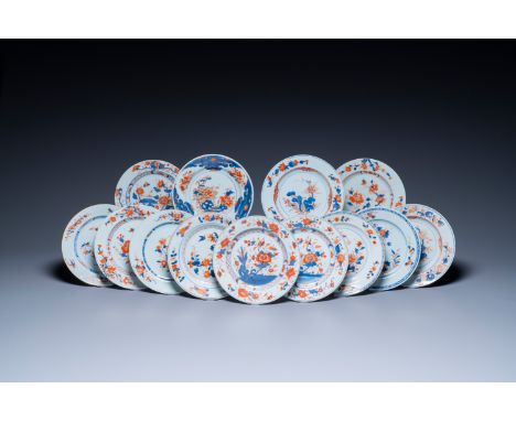 Full title: Thirteen Chinese Imari-style plates, Kangxi/QianlongDescription:Dia.: 23,7 cm (the largest)Condition reports:Cond