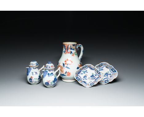 Full title: A large Chinese verte-Imari jug and two pairs of covered jugs on stands, Kangxi/QianlongDescription:H.: 25 cm (th