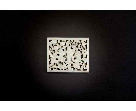 Full title: A Chinese reticulated pale celadon jade 'five playing boys' plaque, MingDescription:L.: 7,3 cm - H.: 6 cm Weight: