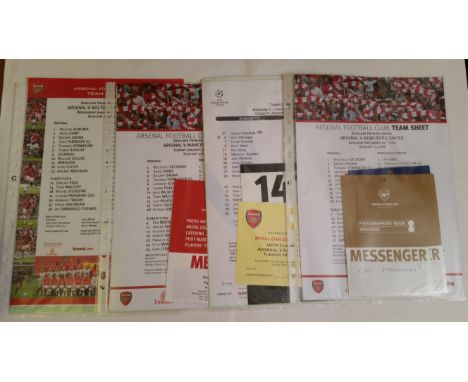 FOOTBALL, Arsenal selection, 2000-2013, inc. team sheets, tickets, accreditation passes for media, menus, betting slips, sche