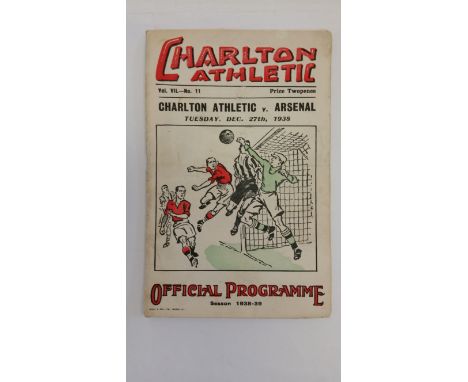 FOOTBALL, Charlton Athletic home programme, V Arsenal 1938, G