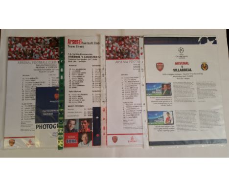 FOOTBALL, Arsenal selection, 2000-2013, inc. team sheets, tickets, accreditation passes for media, menus, betting slips, sche