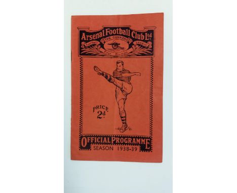 FOOTBALL, Arsenal v Bolton Wanderers programme, 4th March 1939, VG