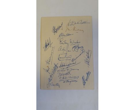 CRICKET, invitation to post FA Cup Arsenal dinner, 1950, signed to reverse by complete West Indies touring team (inc Valentin