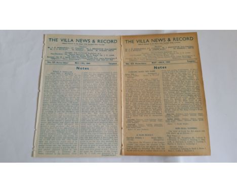 FOOTBALL, Aston Villa, programme for charity match v Portsmouth 13th May 1944 &amp; Villa News end of season records (1944), 