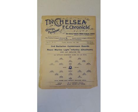 FOOTBALL, Chelsea programme vol 5, no 16, match played between 2nd Battalion Coldstream Guards v Royal Marine Light Infantry,