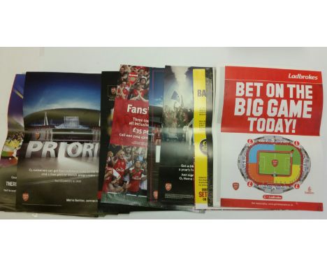 FOOTBALL, Arsenal posters, inc. sponsor issues, O2, Ladbrookes, Barclays; club issues, Arsenal Mobile, Arsenal Travel, restau