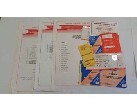 FOOTBALL, Arsenal selection, inc. team sheets 1994-99, v Newcastle 1994, v Manchester United 1995; match tickets 1994-99, som