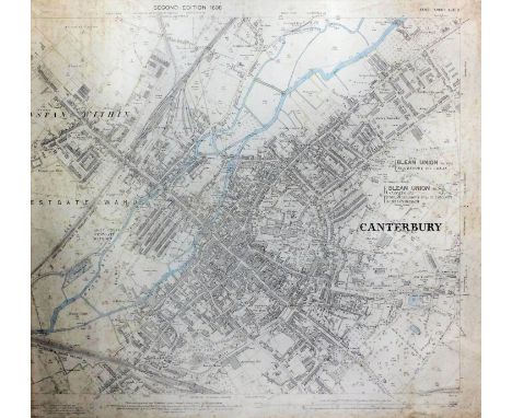 19th Century English School - Photozincograph - An "Ordnance Survey Map of Canterbury", (second edition, 1898) 25.25ins x 30i